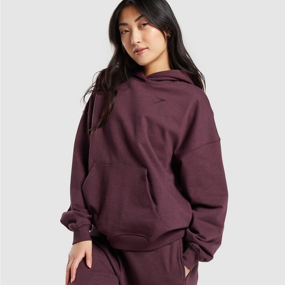 Gymshark Tops - Gymshark Rest Day Relaxed Oversized Sweatshirt Hoodie Deep Plum Marl